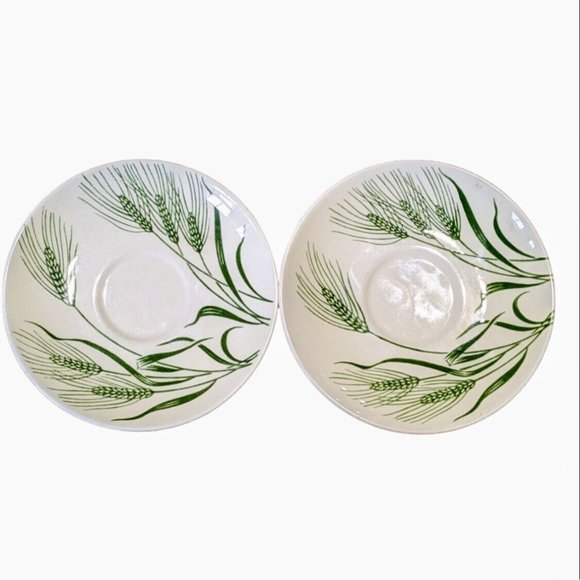Homer Laughlin Other - Two Vintage Homer Laughlin USA Wheat Americana Saucers Green and Cream 6 1/4 in